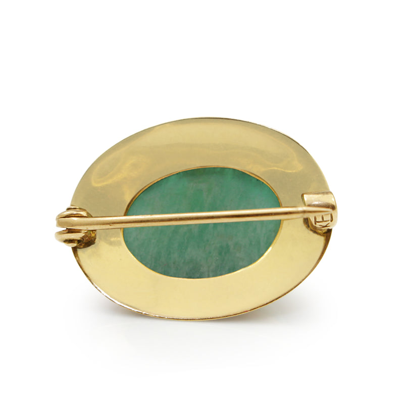 10ct Yellow Gold Jade Brooch