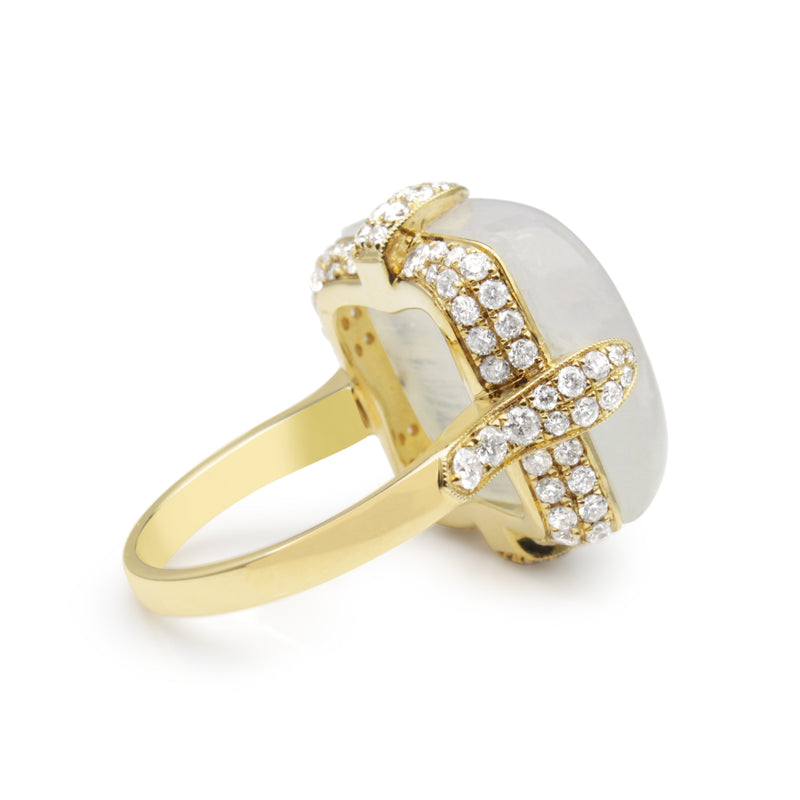 18ct Yellow Gold Moonstone and Diamond Ring