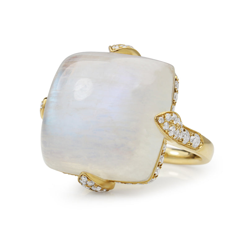 18ct Yellow Gold Moonstone and Diamond Ring