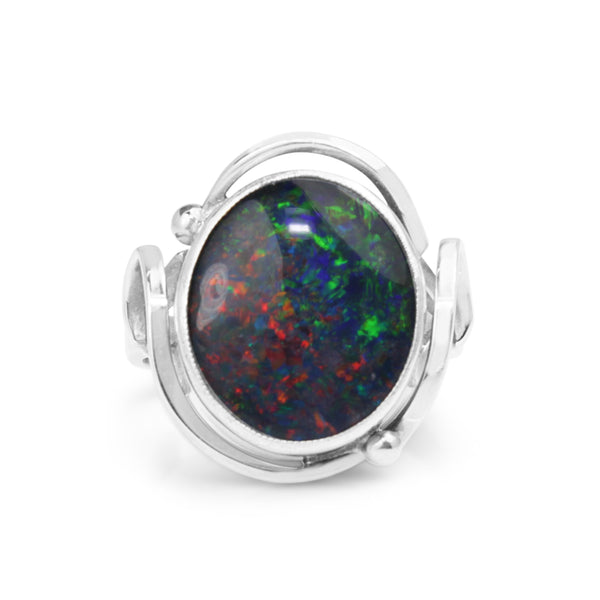 9ct White Gold Triplet Opal Ring
