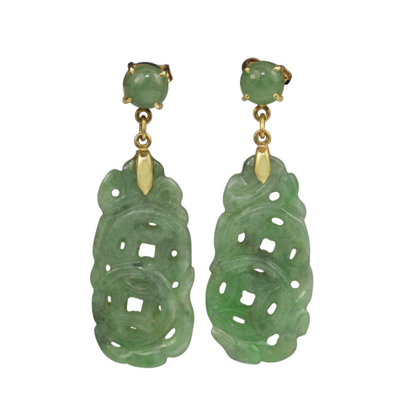 14ct Yellow Gold Jade Earrings