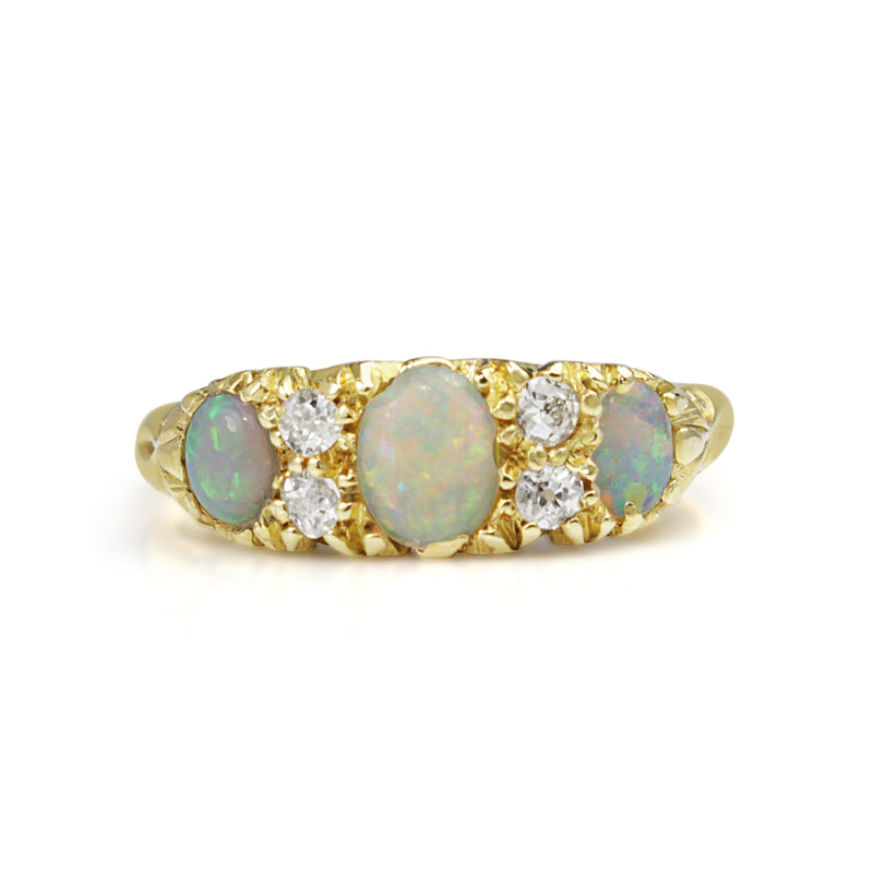18ct Yellow Gold Antique Opal and Diamond Ring