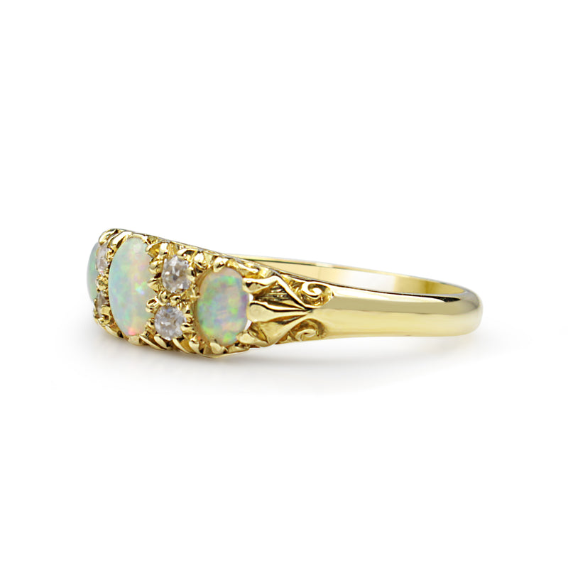 18ct Yellow Gold Antique Opal and Diamond Ring