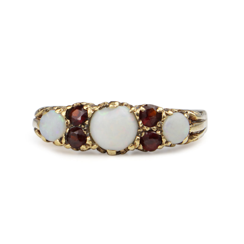 9ct Yellow/Rose Gold Antique Opal and Garnet Ring