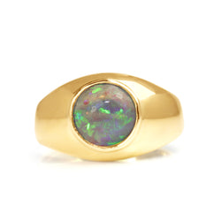 14ct Yellow Gold Black Opal Ring