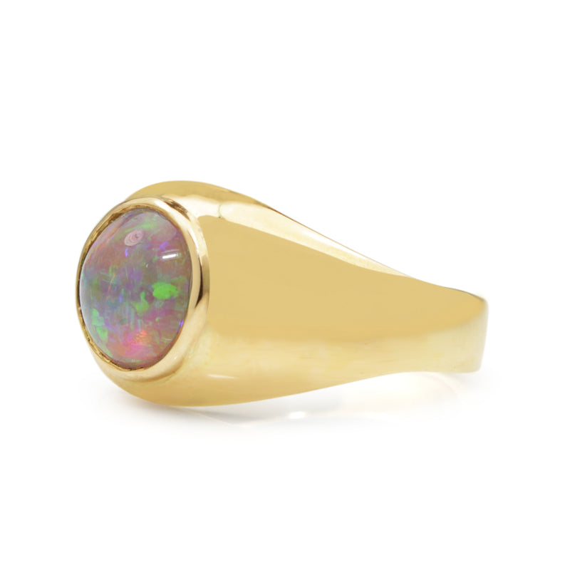 14ct Yellow Gold Black Opal Ring