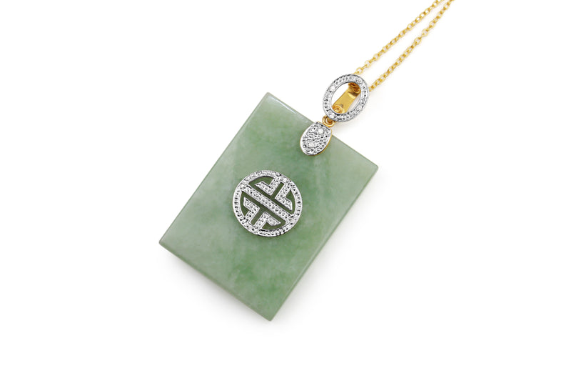 14ct Yellow and White Gold Jade and Diamond Necklace
