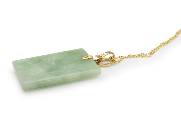14ct Yellow and White Gold Jade and Diamond Necklace