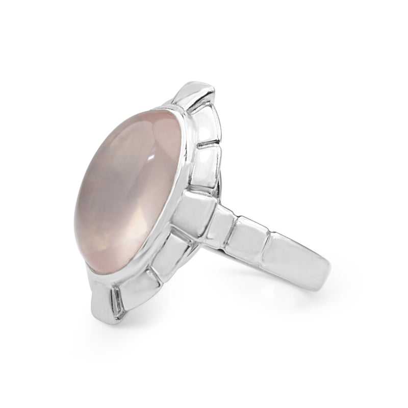 9ct White Gold Rose Quartz Ring