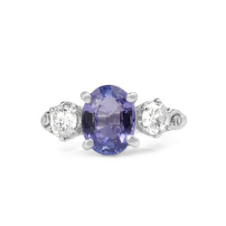 18ct White Gold Tanzanite and Diamond 3 Stone Ring