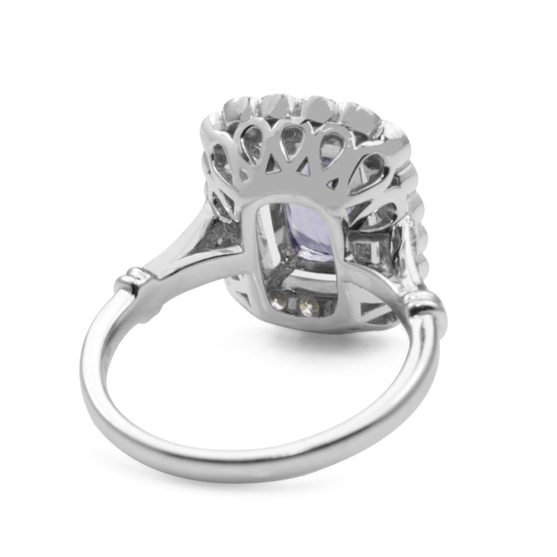 18ct White Gold Tanzanite and Diamond Daisy Ring