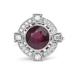 18ct White Gold Treated Ruby and Diamond Ring