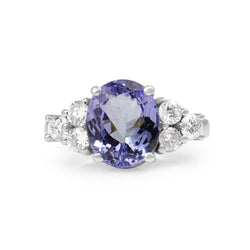 18ct White Gold Tanzanite and Diamond Ring