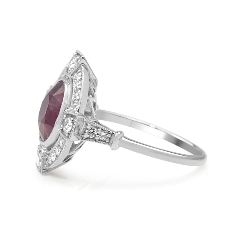 18ct White Gold Treated Ruby and Diamond Ring