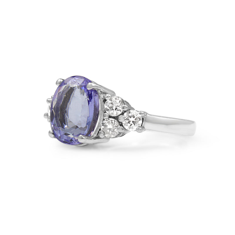 18ct White Gold Tanzanite and Diamond Ring