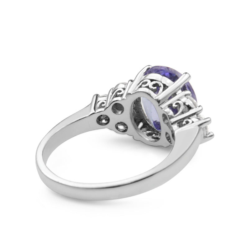 18ct White Gold Tanzanite and Diamond Ring