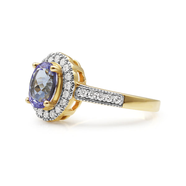 10ct Yellow and White Gold Tanzanite and Diamond Ring