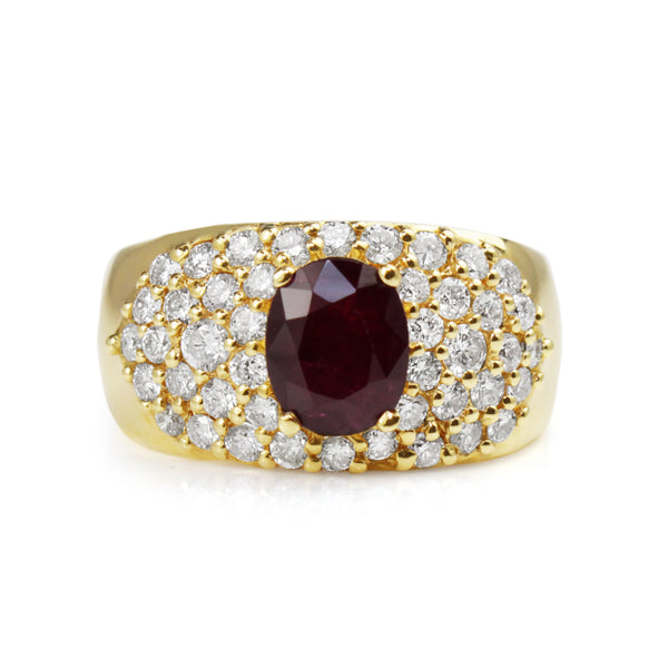 18ct Yellow Gold Ruby and Diamond Ring