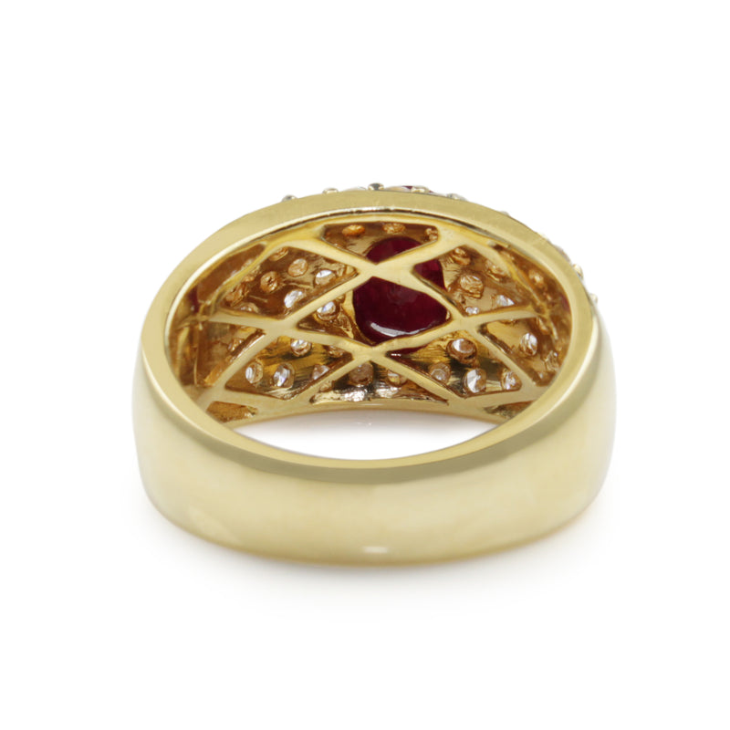 18ct Yellow Gold Ruby and Diamond Ring