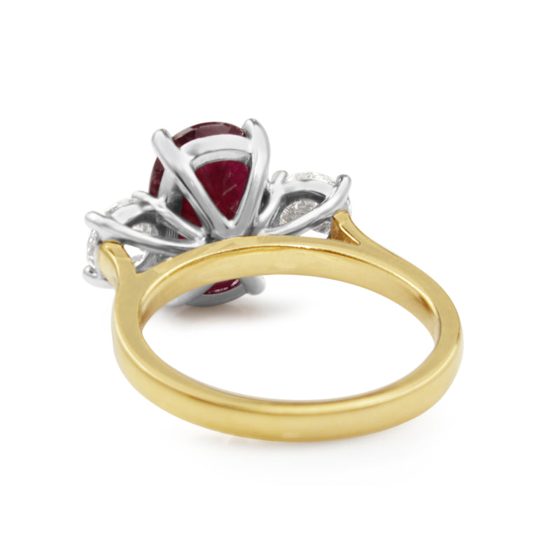 18ct Yellow and White Gold Natural Ruby and Diamond Ring