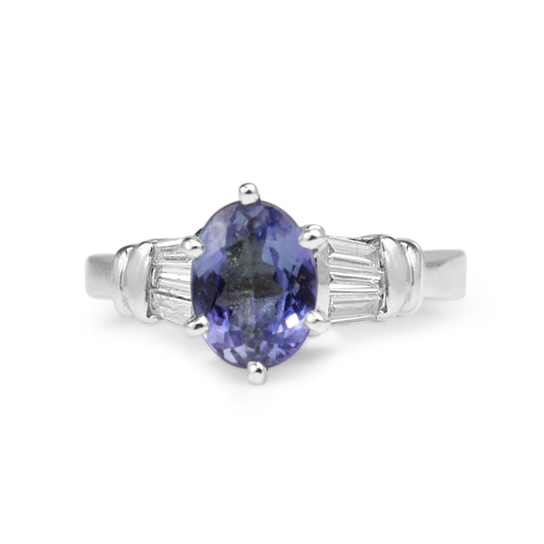 Platinum Tanzanite and Diamond Vintage Ring