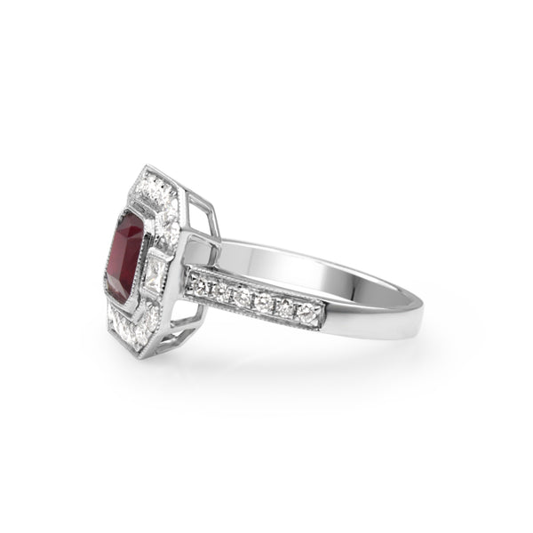 18ct White Gold Treated Ruby and Diamond Ring