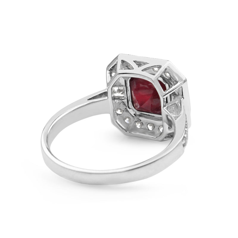 18ct White Gold Treated Ruby and Diamond Ring