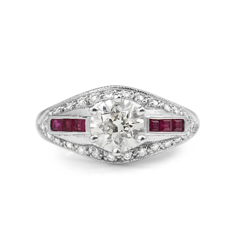 14ct White Gold Ruby and Diamond Solitaire Ring