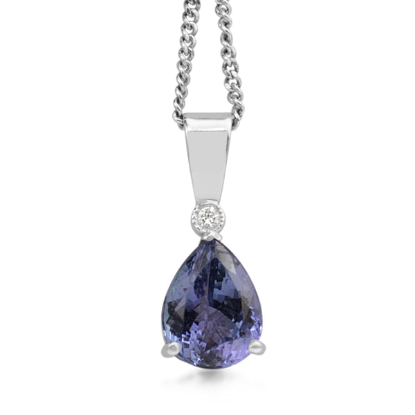 18ct White Gold Tanzanite and Diamond Pendant