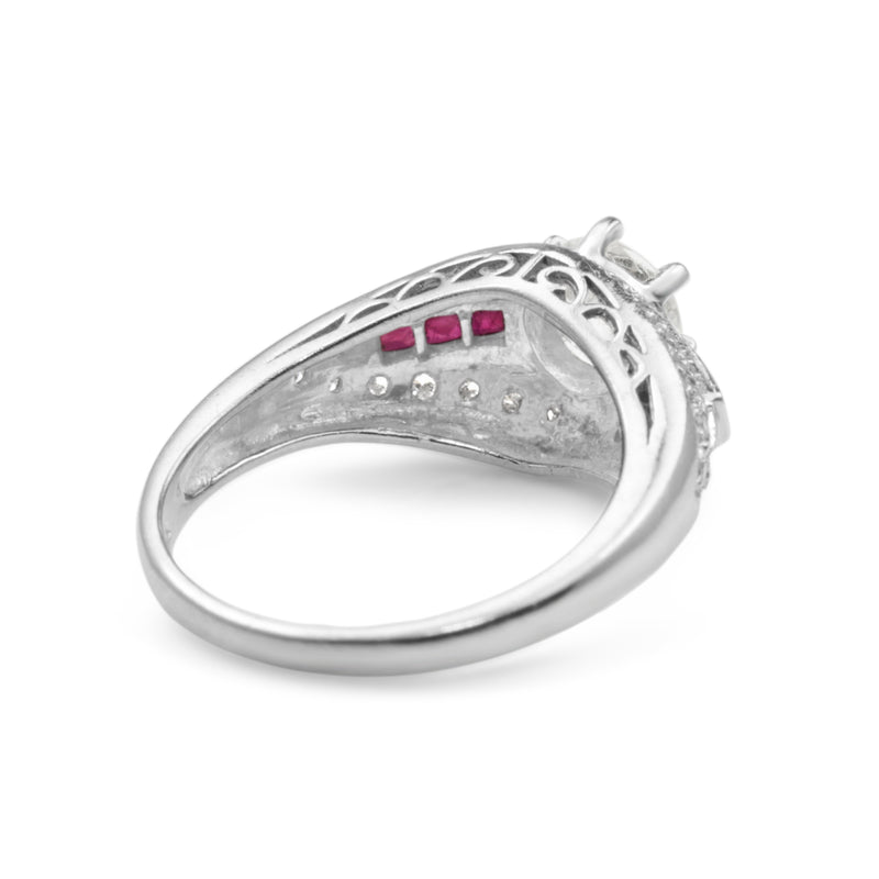14ct White Gold Ruby and Diamond Solitaire Ring