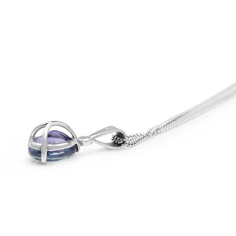 18ct White Gold Tanzanite and Diamond Pendant