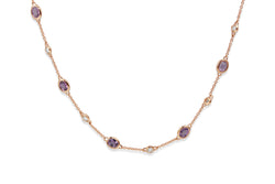 18ct Rose Gold Purple Sapphire and Diamond Necklace