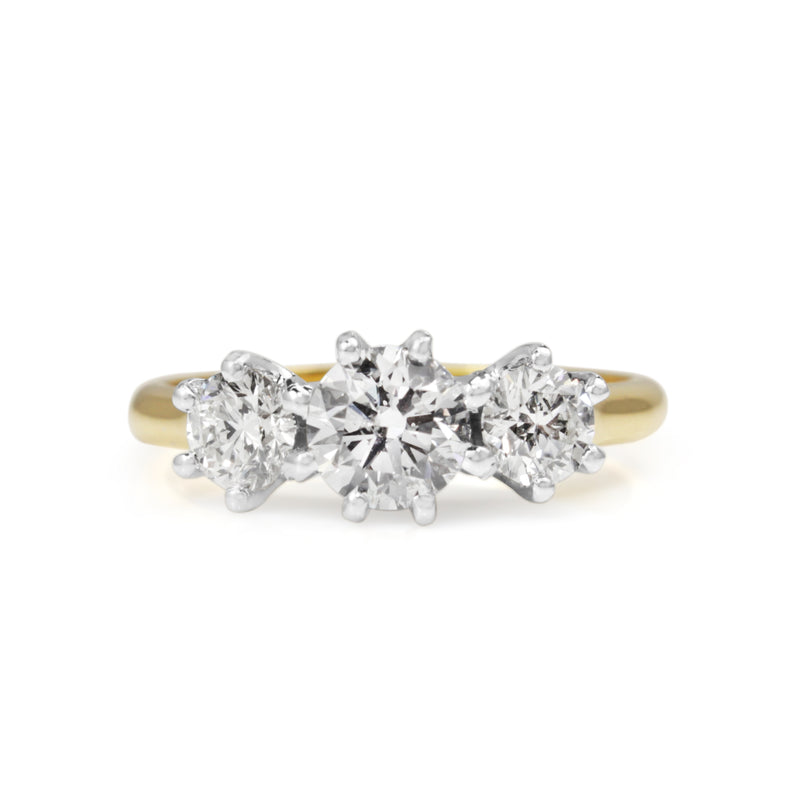 18ct Yellow and White Gold 3 Stone Diamond Ring