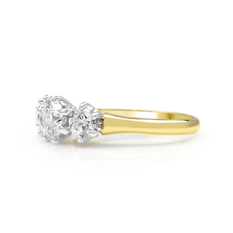 18ct Yellow and White Gold 3 Stone Diamond Ring