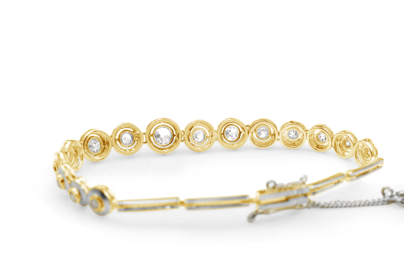 18ct Yellow Gold and Platinum Art Deco Old Cut Diamond Bracelet