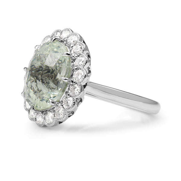 18ct White Gold Aquamarine and Diamond Daisy Ring