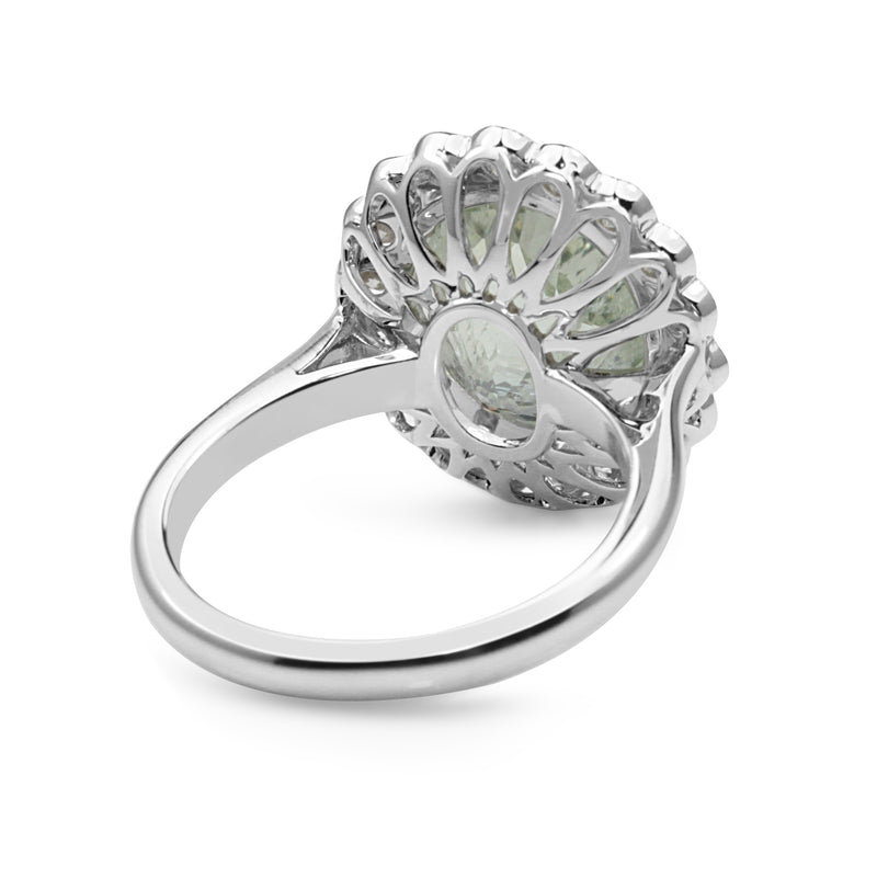 18ct White Gold Aquamarine and Diamond Daisy Ring