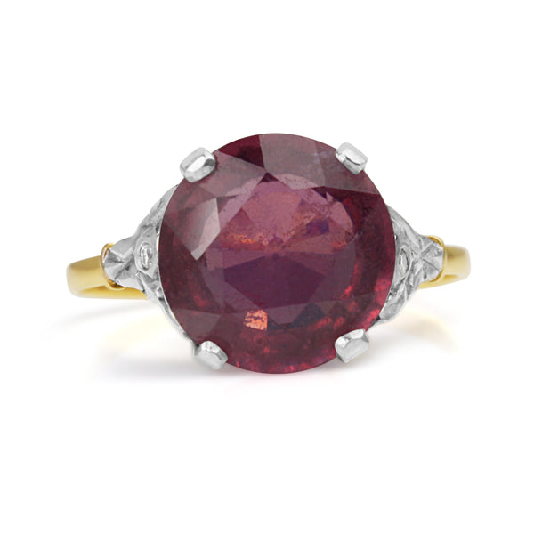 18ct Yellow and White Gold Treated Ruby and Diamond Ring