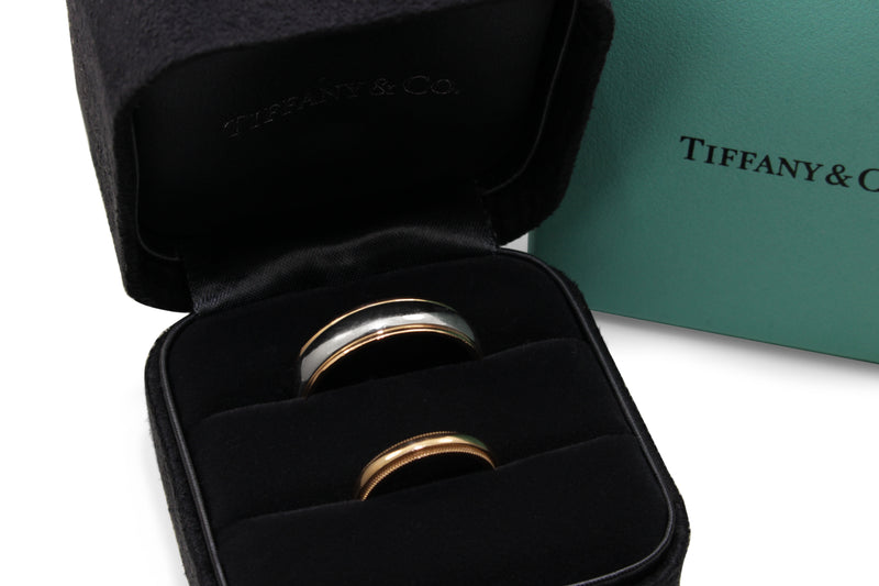 18ct Rose Gold and Platinum Tiffany and Co Mens Band