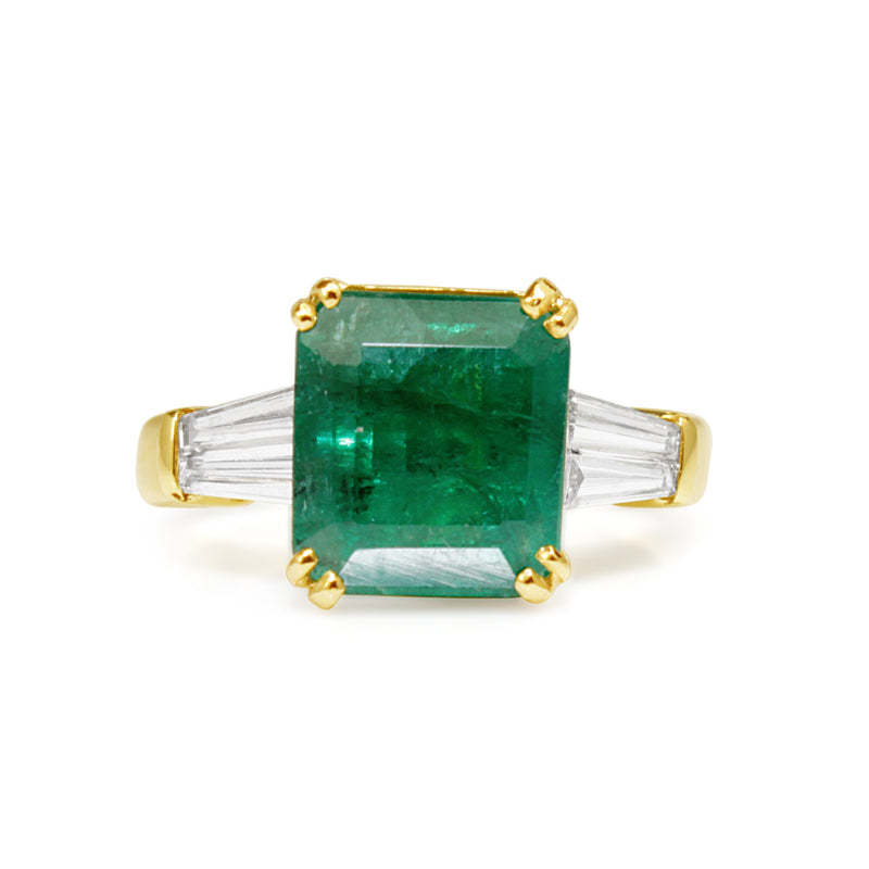 14ct Yellow Gold Emerald and Diamond Ring