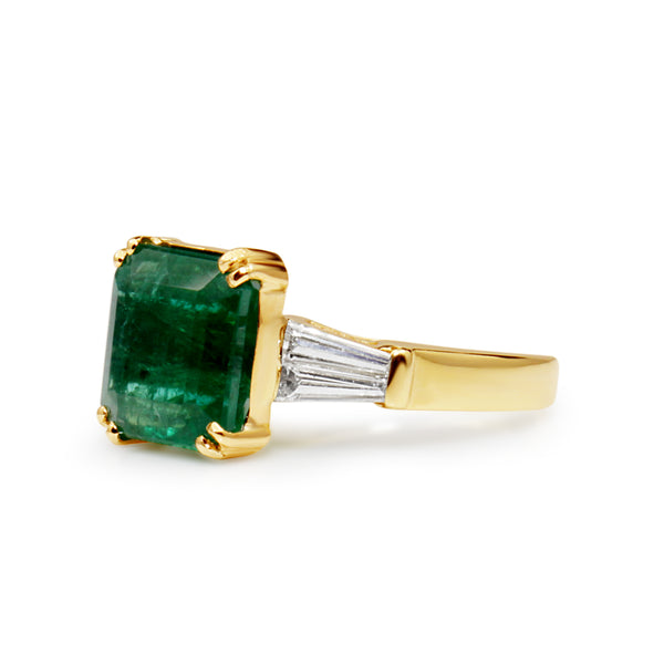 14ct Yellow Gold Emerald and Diamond Ring