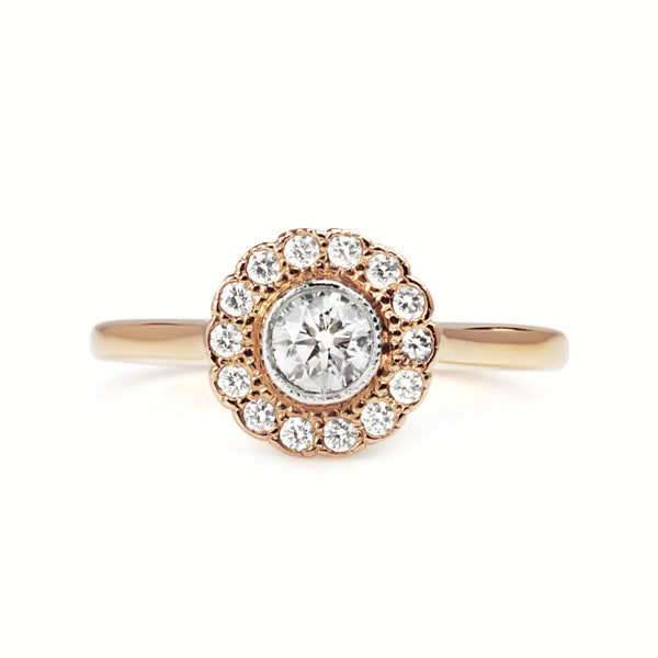 18ct Rose Gold and Platinum Tiffany and Co Enchant Diamond Flower Ring