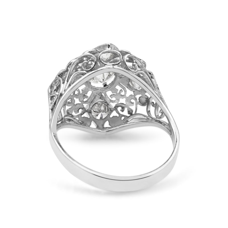 14ct White Gold Art Deco Old Cut Diamond Ring