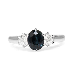 18ct White Gold Sapphire and Diamond 3 Stone Ring