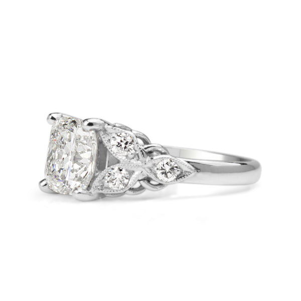 Platinum Cushion Vintage Style Diamond Ring