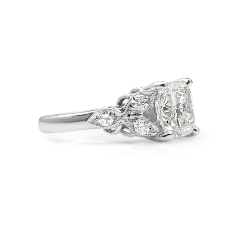 Platinum Cushion Vintage Style Diamond Ring