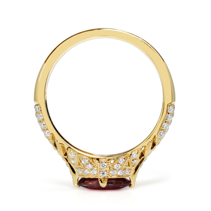 18ct Yellow Gold Vintage Style Ruby and Diamond Ring