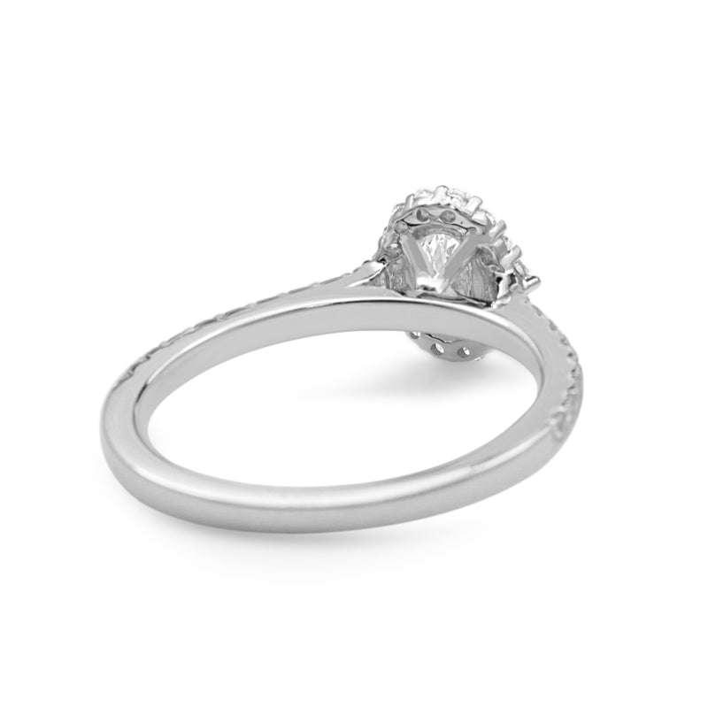 18ct White Gold Fine Oval Diamond Halo Ring