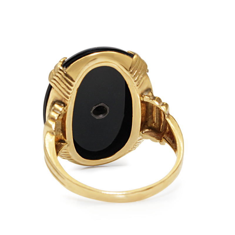 14ct Yellow Gold Onyx and Diamond Art Deco Ring