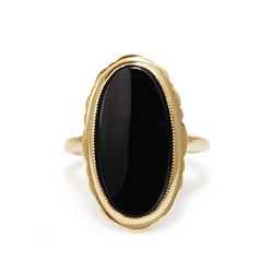 10ct Yellow Gold Vintage Onyx Ring